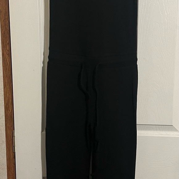 Olivaceous ribbed black jumpsuit with drawstring waist side L NWOT - Picture 3 of 5